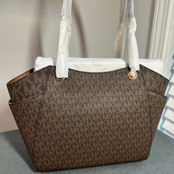 💼 MICHAEL KORS JET SET LARGE SIGNATURE LOGO SHOULDER BAG - BRAND NWT 💼 - Picture 4 of 12